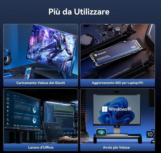 Alt view image 7 of 7 - Yottamaster Gaming-grade128GB SSD M.2 PCIe 3.0, Fino a 1700MB/s, M.2 2280 NVMe Solid State Drive interno con Flash NAND 3D TLC, Aggiornamento dello Storage per PC Computer, Laptop, Gaming