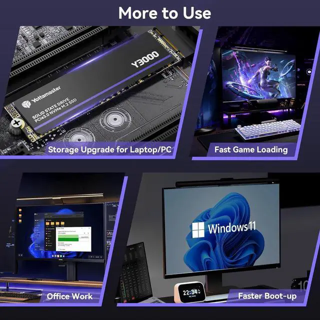 Alt view image 5 of 7 - Yottamaster 2TB Gaming-grade M.2 SSD with M.2 PCIe 3.0 NVMe Interface, 3D NAND Flash Memory Chips, HMB (Host Memory Buffer) Technology and Detachable Heatsink