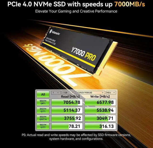 Alt view image 7 of 7 - Yottamaster 2TB Gaming-grade SSD M.2 2280, featuring M.2 PCIe 4.0 NVMe interface with Xtacking 3.0 architecture TLC flash memory chips, HMB mechanism, third-generation Agile ECC, detachable heatsink.