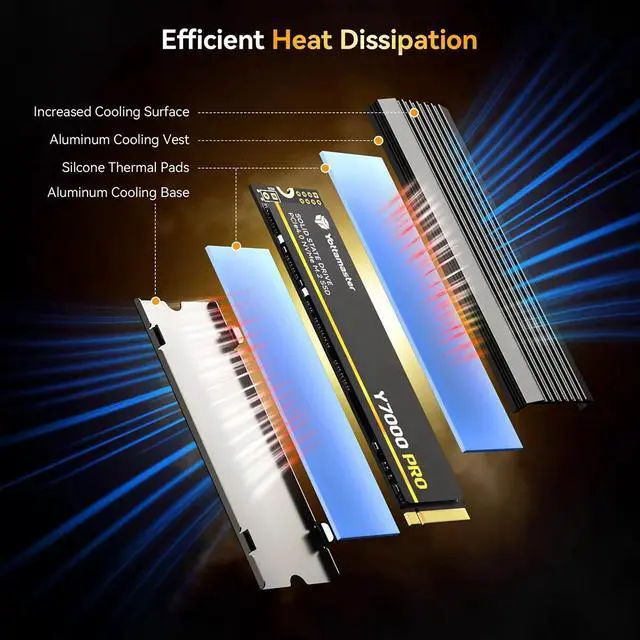 Alt view image 4 of 7 - Yottamaster 2TB Gaming-grade SSD M.2 2280, featuring M.2 PCIe 4.0 NVMe interface with Xtacking 3.0 architecture TLC flash memory chips, HMB mechanism, third-generation Agile ECC, detachable heatsink.