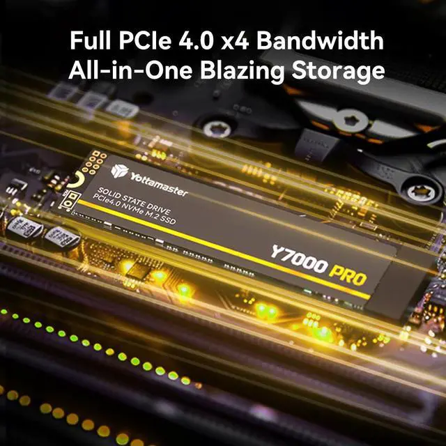 Alt view image 4 of 7 - Yottamaster 512G SSD M.2 PCIe 4.0  Built for Gaming, Up to 7000MB/s, M.2 2280 NVMe Internal Solid State Drive with 3D QLC NAND Flash, Storage Upgrade for PS5, PC, Laptop, and Gaming