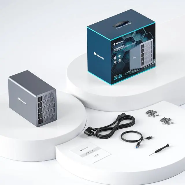 Alt view image 14 of 14 - Yottamaster 5 Bay Hard Drive Enclosure, Aluminum USB3.0 3.5" HDD Enclosure for 3.5/2.5 Inch SATA HDD Support 90TB (5 x 18TB), Non-RAID Direct Attached Storage (DAS) with Fan & 150W Power- [FS5U3]