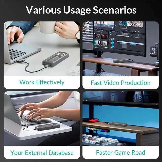 Alt view image 2 of 6 - Yottamaster 40 Gbps USB4 M.2 NVMe Type C Hard Drive SSD Enclosure W/ Cooling Support 4TB M.2 2230/2242/2260/2280(M Key), Compatible With Thunderbolt 4/3/USB4/3.2