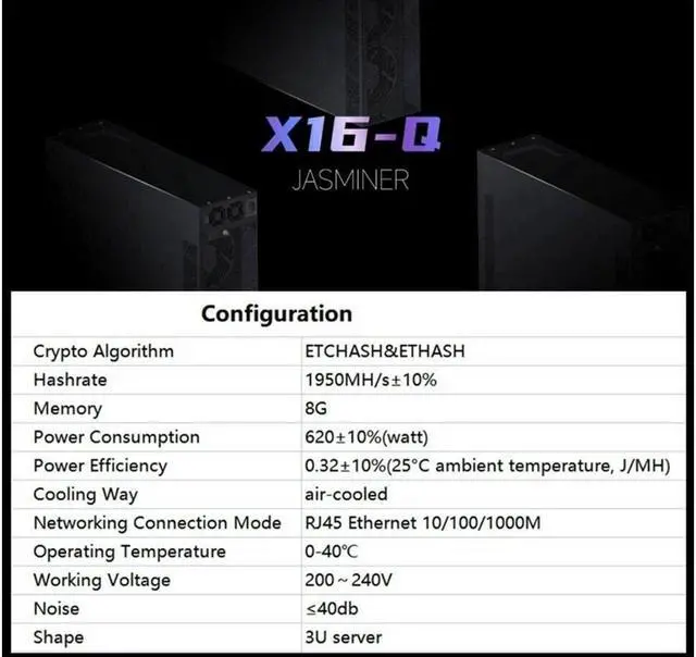 Alt view image 2 of 4 - Jasminer X16-Q Quiet WiFi 1950MH/s 620W ETC High Throughput Quiet Server