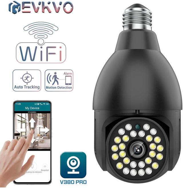 2MP Wireless PTZ Security Camera with E27 Bulb Connector,Outdoor IP66  Waterproof,Motion Auto Tracking, 2 Way Audio, Spotlight Night Vision, WiFi  CCTV Camera Work with V380 App 