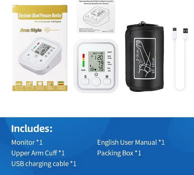 Alt view image 6 of 6 - Automatic Upper Arm Blood Pressure Monitor BP Machine Meter Digital Arm Cuff