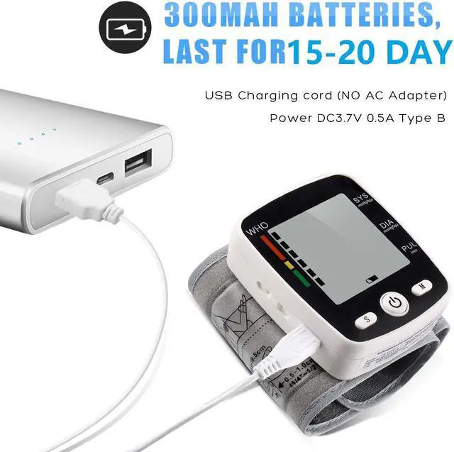 Alt view image 5 of 7 - Rechargeable Wrist Blood Pressure Monitor Automatic Blood Pressure Kit Bp Cuff Wrist Cuff Tonometer Profesional Heart Rate Monitor