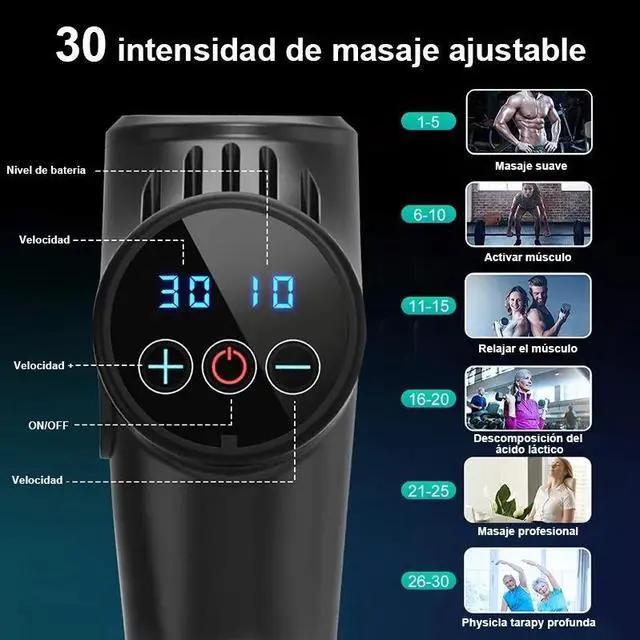 Alt view image 2 of 7 - TAKROL G-01Massage Gun  Percussion Muscle Massage Fascia Gun for Pain Relief, Super Quiet Portable Neck Back Body Relaxation Deep Tissue Massager, Muscle Therapy Gun with 12 Speeds 12 Massage Heads