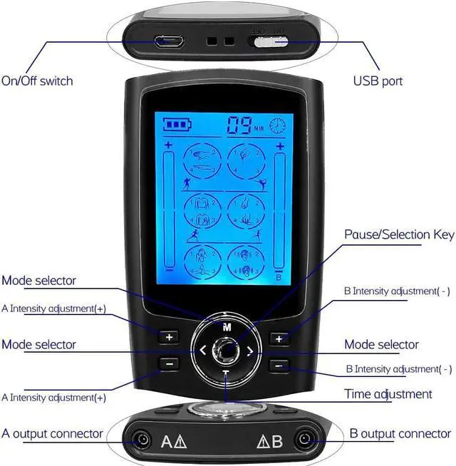 Alt view image 7 of 7 - TAKROL T-108 Muscle Stimulator Body Massage Healthy Care EMS Electric Tens Massager Acupuncture Digital Therapy Machine Electrostimulator