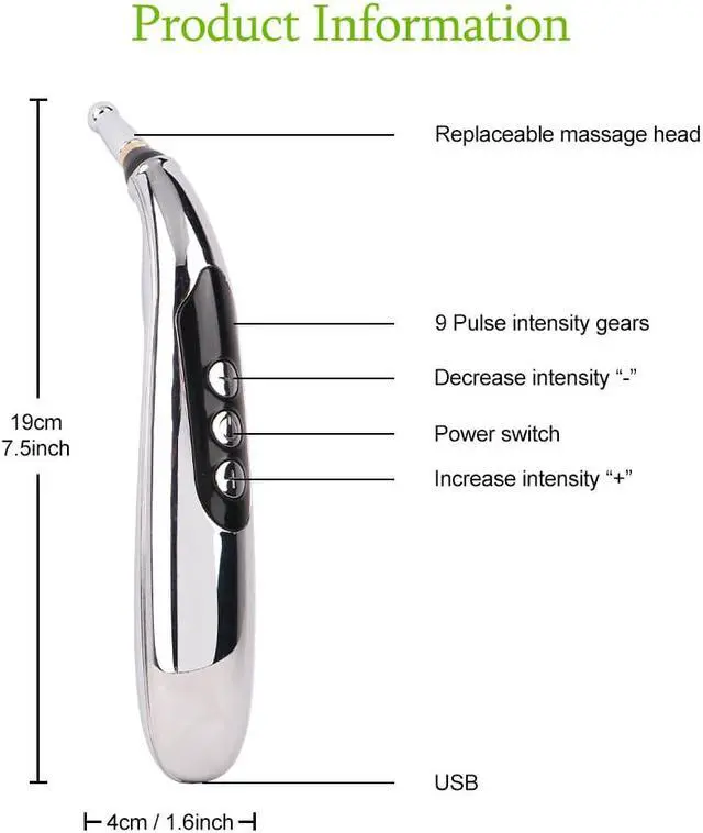 Alt view image 4 of 7 - TAKROL-912R New Massage Pen Electronic Acupuncture Point Therapy Device Home Vibration Massage Instrument