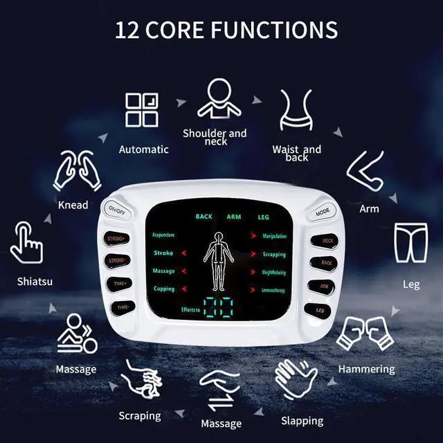 Alt view image 2 of 7 - TAKROL Dual Output Tens Acupuncture Electric Therapy Massager EMS Muscle Stimulator 8 Modes Meridian Physiotherapy Apparatus Massager