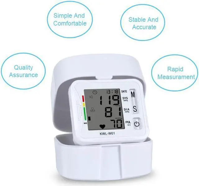 Alt view image 4 of 7 - TAKROL KWL-W01 Portable Wrist Blood Pressure Monitor Digital LCD Display Wrist Cuff Sphygmomanometer