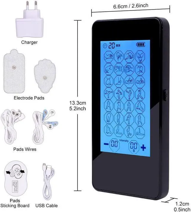 Alt view image 3 of 7 - TAKROL EMS Electronic Massager Muscle Stimulator Therapy Stimulation Tens Unit 28 Modes Electric Massage Pain Relief Adjustable Lightweight with Touch Screen LCD Display