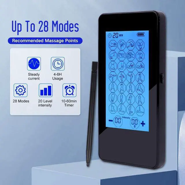 Alt view image 5 of 7 - TAKROL EMS Electronic Massager Muscle Stimulator Therapy Stimulation Tens Unit 28 Modes Electric Massage Pain Relief Adjustable Lightweight with Touch Screen LCD Display
