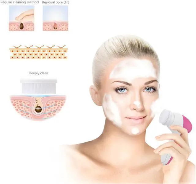 Alt view image 3 of 7 - Facial Cleansing Brush Face Scrubber: Electric Exfoliating Spa Skin Care Massager Blackhead Cleaning Facial Cleanser Tools Electronic Acne Skin Washer Spinning System Christmas Gift