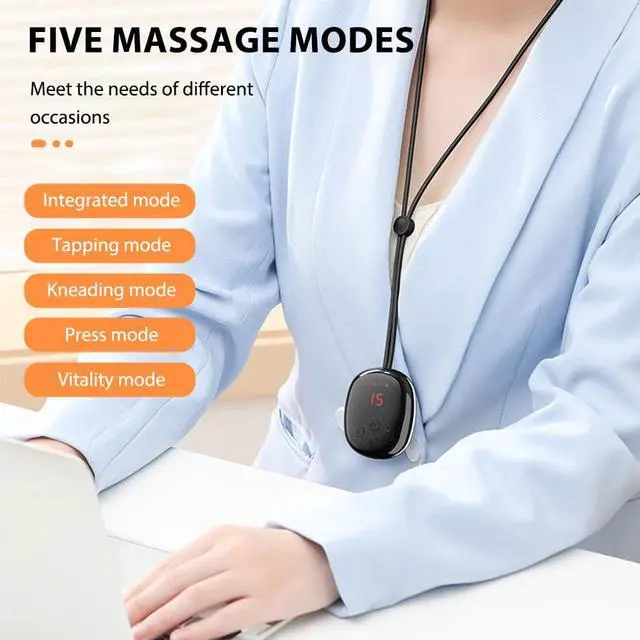 Alt view image 3 of 6 - Hanging Cervical Spine Massager Electric EMS Neck Shoulder Massage Portable Hot Compress Pulse Massager Smart Neck Device