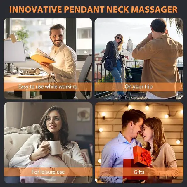 Alt view image 4 of 6 - Hanging Cervical Spine Massager Electric EMS Neck Shoulder Massage Portable Hot Compress Pulse Massager Smart Neck Device