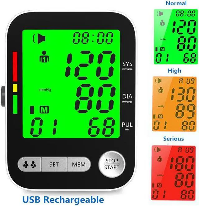 Alt view image 3 of 7 - TAKROL A-156 Rechargeable Arm Blood Pressure Monitors Tensiometer Automatic Tonometer Heart Rate Monitor Cuff