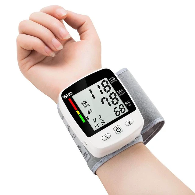 Alt view image 6 of 7 - Wrist Electric Blood Pressure Monitor, Irregular Heartbeat Detector, Automatic BP Monitor 90x2 Reading Memory and Large LCD Display, USB Charging, Adjustable Wrist Cuff, Ideal for Home and Hospital