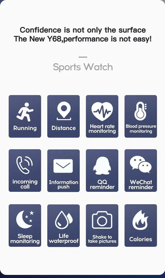 Alt view image 5 of 7 - Smart Watch Sport Waterproof Heart Rate Blood Pressure Monitor Bluetooth Men Women Smartwatch For Android IOS PK apple watch