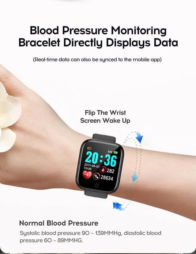 Alt view image 7 of 7 - Smart Watch Sport Waterproof Heart Rate Blood Pressure Monitor Bluetooth Men Women Smartwatch For Android IOS PK apple watch