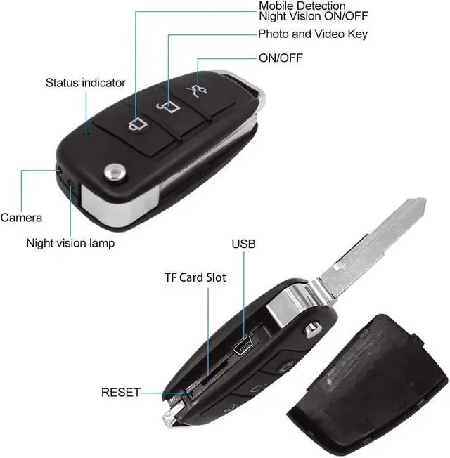 Alt view image 5 of 7 - 32G Car Key Spy Camera ,Hidden Camera with IR Night Vision Motion Detection, Spy Camera Hidden Camera with HD 1080P , Image 2560X1920, Nanny cam, Surveillance & Security Cameras for Dating