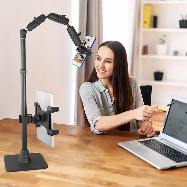 Alt view image 7 of 7 - Arkon Mounts RCBTABLED - Dual Phone and Tablet Weighted Base Mount Stand (Remarkable Creators 3-in-1) - Black