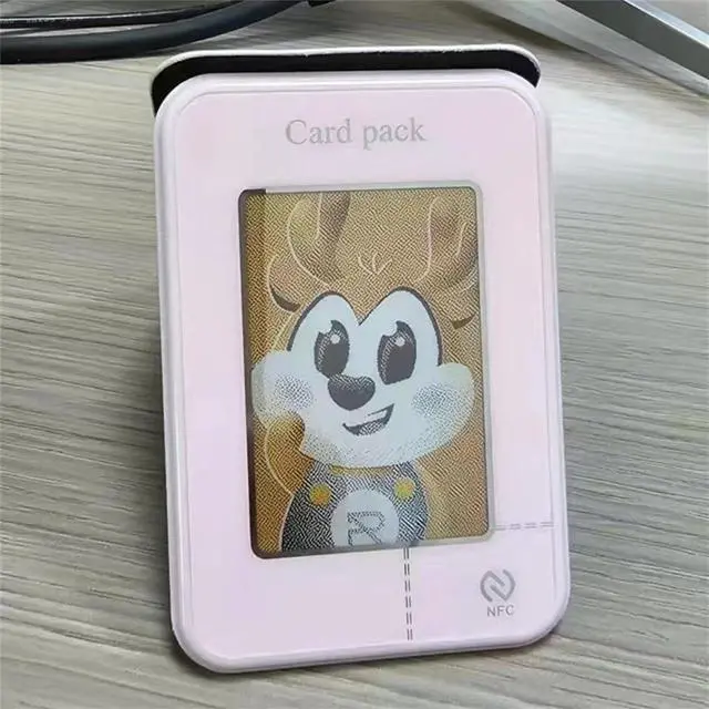 Alt view image 6 of 7 - NFC Smart Display Magsafe Wallet Stand,Magnetic Card Holder Ink Screen Glass Projection Holder Compatible for iPhone 16/15/14/13/12/11 Pink