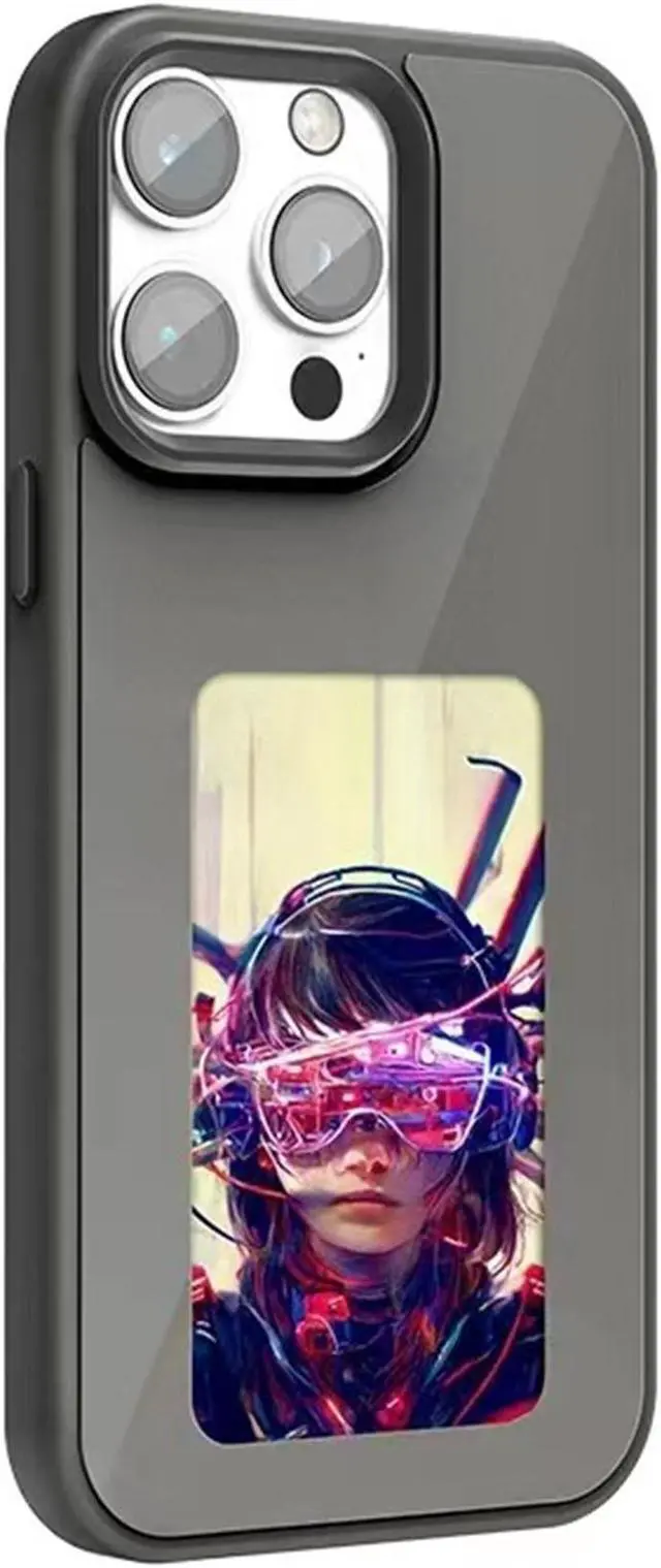 Main image of E-Ink Phone DIY Smart Display Customized Phone Case Ink Screen Glass NFC Projection Case Replacement for 13/14/15 Gray iphone15
