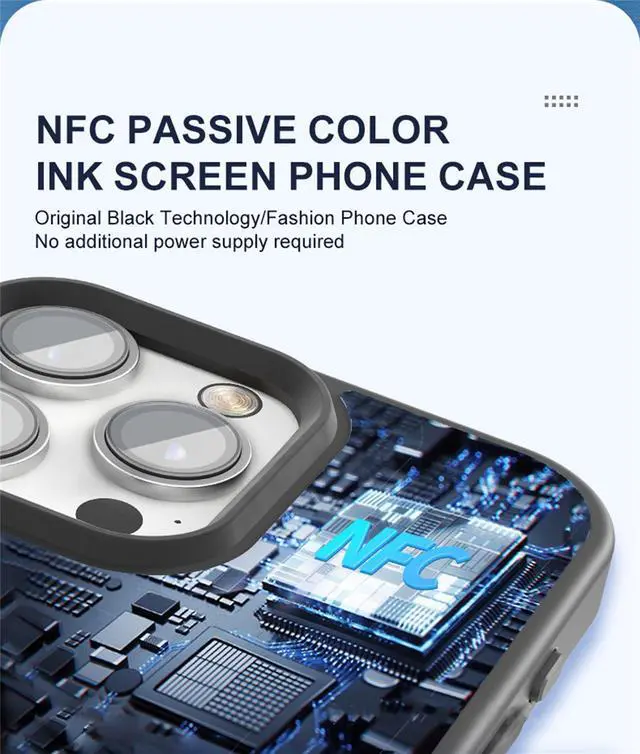 Alt view image 4 of 7 - E-Ink Phone DIY Smart Display Customized Phone Case Ink Screen Glass NFC Projection Case Replacement for 13/14/15 Gray iphone15