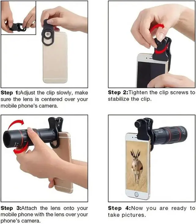 Alt view image 7 of 7 - Mobile phone telephoto lens 18x external mobile phone camera telescope