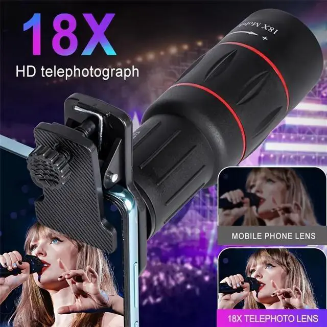 Alt view image 6 of 7 - Mobile phone telephoto lens 18x external mobile phone camera telescope