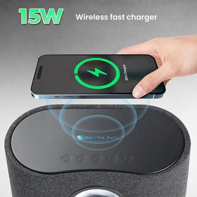 Alt view image 3 of 7 - Magnetic Fluid Speaker,Dancing ferrofluid Speaker with Music Visualization Touch Control Stereo Sound + 3 Modes + 15W Wireless Charging,Creative Gifts,for Office Desktop Decor