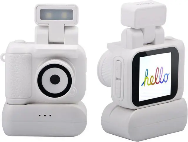 Alt view image 7 of 7 - 2024 New Monoreflexes Style Mini Camera With Flash Lamp HD 1080P Portable Video Recorder DV With LCD Screen White