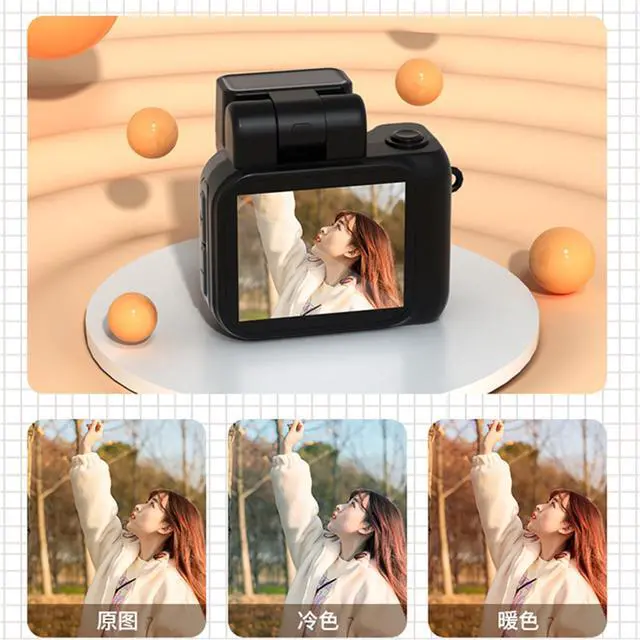 Alt view image 2 of 7 - 2024 New Monoreflexes Style Mini Camera With Flash Lamp HD 1080P Portable Video Recorder DV With LCD Screen White