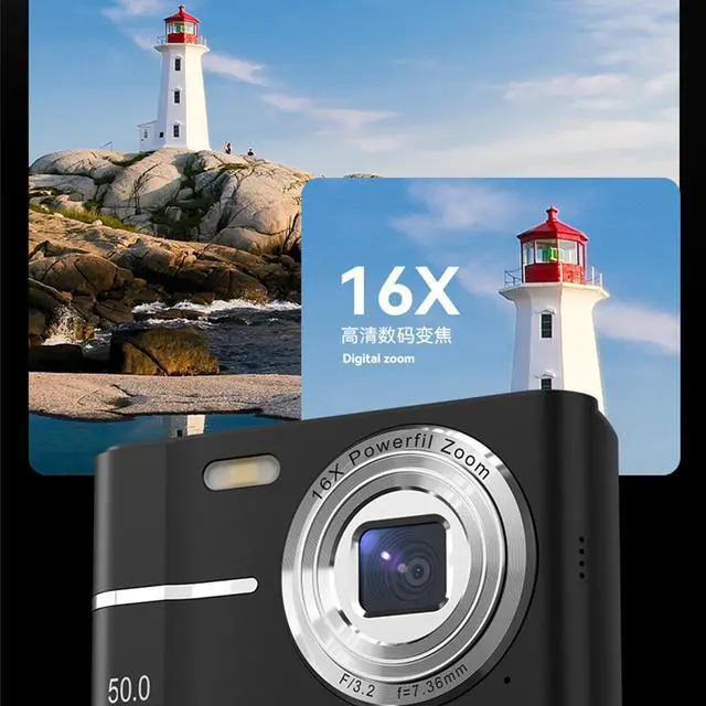 Alt view image 4 of 7 - Digital Camera FHD 4K 50MP with 32GB Card 16X Zoom Anti Shake Compact Portable Small Cameras for Photography Point and Shoot Camera Gift for Student Teen Beginner