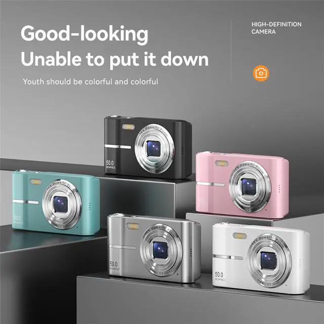 Alt view image 4 of 7 - Digital Camera FHD 4K 50MP with 32GB Card 16X Zoom Anti Shake Compact Portable Small Cameras for Photography Point and Shoot Camera Gift for Student Teen Beginner Green