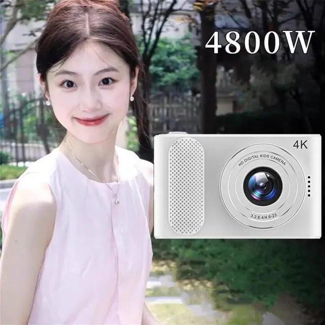 Alt view image 7 of 7 - Digital Camera FHD 4K 44MP with 32GB Card 4X Zoom Anti Shake Compact Portable Small Cameras for Photography Point and Shoot Camera Gift for Teen Beginner White