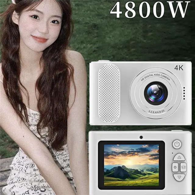 Alt view image 5 of 7 - Digital Camera FHD 4K 44MP with 32GB Card 4X Zoom Anti Shake Compact Portable Small Cameras for Photography Point and Shoot Camera Gift for Teen Beginner White