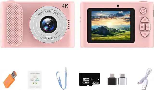 Main image of Digital Camera FHD 4K 44MP with 32GB Card 4X Zoom Anti Shake Compact Portable Small Cameras for Photography Point and Shoot Camera Gift for Teen Beginner Pink