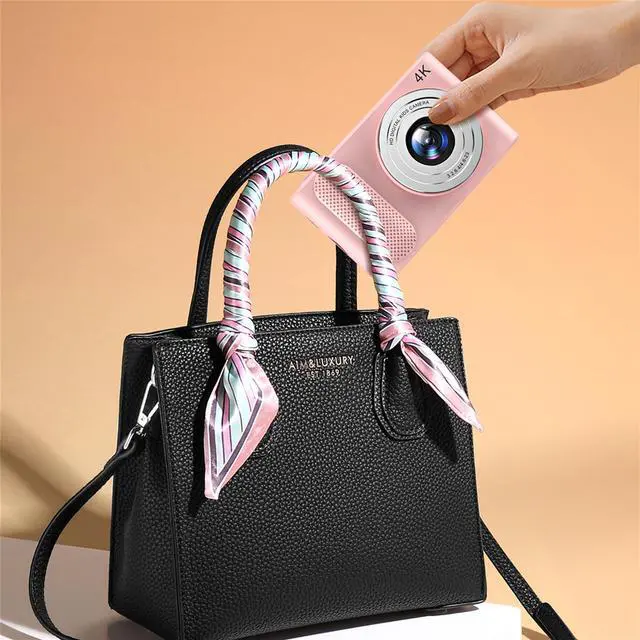 Alt view image 5 of 7 - Digital Camera FHD 4K 44MP with 32GB Card 4X Zoom Anti Shake Compact Portable Small Cameras for Photography Point and Shoot Camera Gift for Teen Beginner Pink