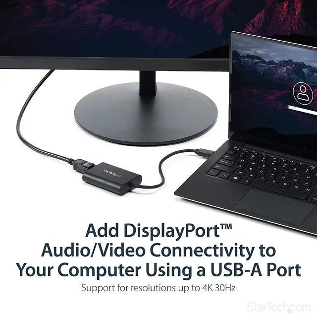 Alt view image 2 of 6 - Startech.Com USB 3.0 to Displayport Adapter - 4K 30Hz - External Video & Graphics Card - USB Display Adapter - Supports Windows (USB32DPES2)