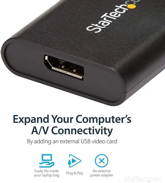 Alt view image 3 of 6 - Startech.Com USB 3.0 to Displayport Adapter - 4K 30Hz - External Video & Graphics Card - USB Display Adapter - Supports Windows (USB32DPES2)