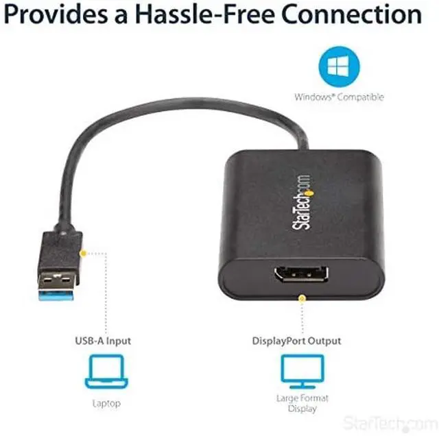 Alt view image 5 of 6 - Startech.Com USB 3.0 to Displayport Adapter - 4K 30Hz - External Video & Graphics Card - USB Display Adapter - Supports Windows (USB32DPES2)