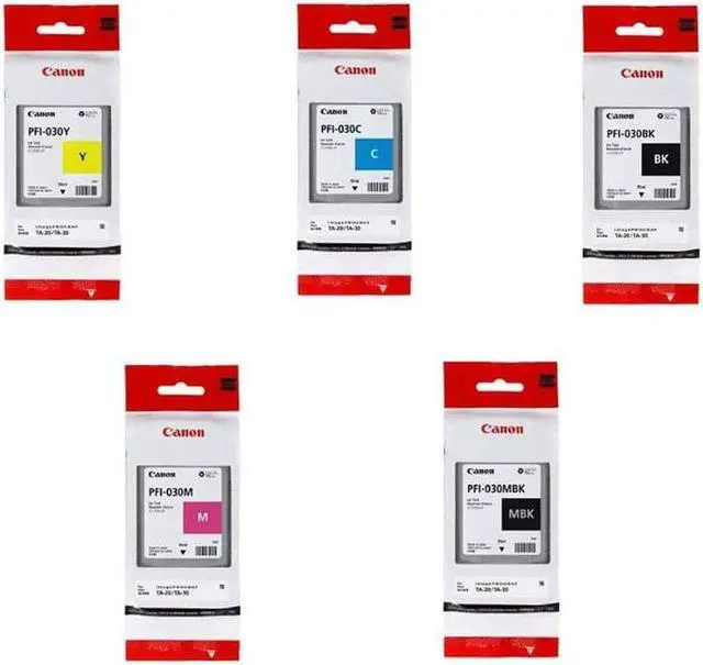 Main image of Canon PFI-030 Pigment Ink Tank Kit, Includes Matte Black Ink Tank 55Ml - Black Ink Tank, 55Ml - Magenta Ink Tank, 55Ml- Cyan Ink Tank, 55Ml - Yellow Ink Tank, 55Ml