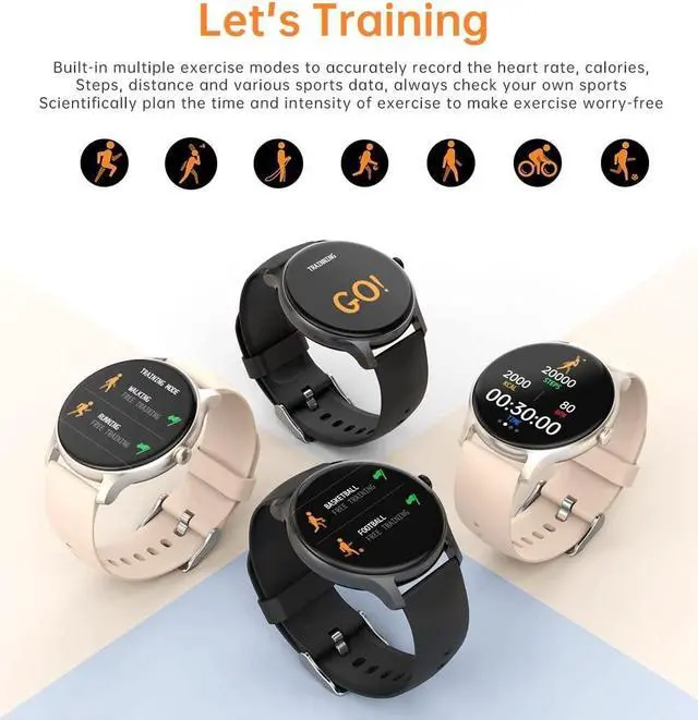 Alt view image 7 of 7 - Smart Watches for Women, 2022 HD Full Touch Smart Watch for Android Phones and Iphone Compatible, IP68 Waterproof Fitness Smartwatch with Sleep Tracker, Heart Rate Smartwatch