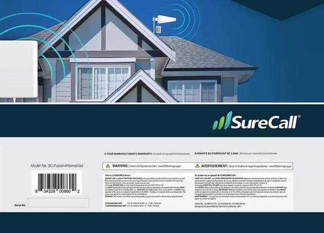 Alt view image 7 of 7 - Surecall Fusion4Home Max Cell Signal Booster with Extended Range Tech up to 6500 Sq Ft, 5G/4G LTE Multi-User, Verizon, AT&T, Sprint, T-Mobile, Yagi Panel Antennas, FCC Approved, USA Company