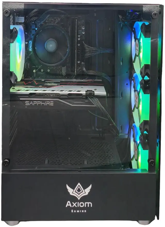 Alt view image 2 of 7 - Axiom Gaming PC Darkmatter, AMD Ryzen 5, 16GB RAM, 512GB SSD, AMD Radeon RX 580 8GB GDDR5, Wi-Fi, Windows 11 Home