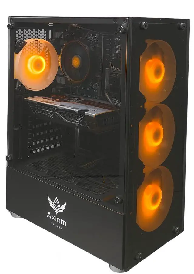 Alt view image 4 of 7 - Axiom Gaming PC Darkmatter, AMD Ryzen 5, 16GB RAM, 512GB SSD, AMD Radeon RX 580 8GB GDDR5, Wi-Fi, Windows 11 Home