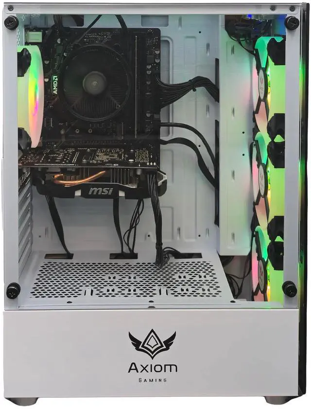 Alt view image 2 of 7 - Axiom Gaming PC Whiteflare, AMD Ryzen 5, 16GB RAM, 512GB SSD, NVIDIA GeForce GTX 1060 6GB GDDR5, Wi-Fi, Windows 11 Home
